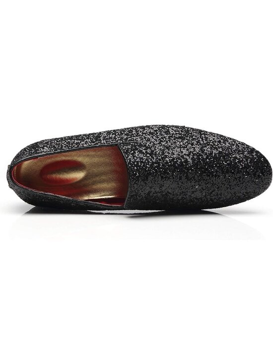 Men\'s Black Leather Glitter Sparkly Loafers Slip On Tuxedo Formal Events Shoes main image 5